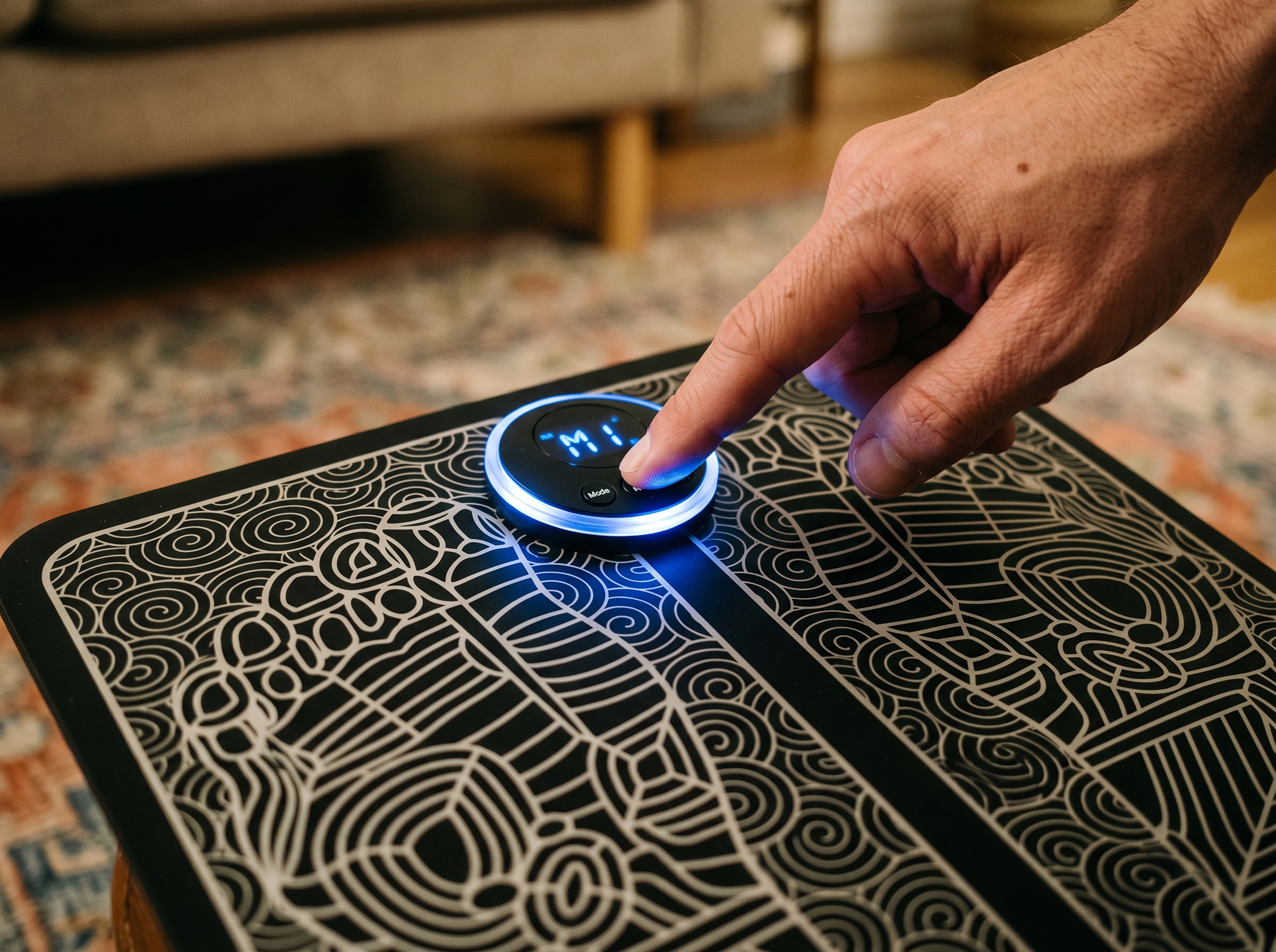 שלב 2: יד מפעילה את כפתורי המכשיר